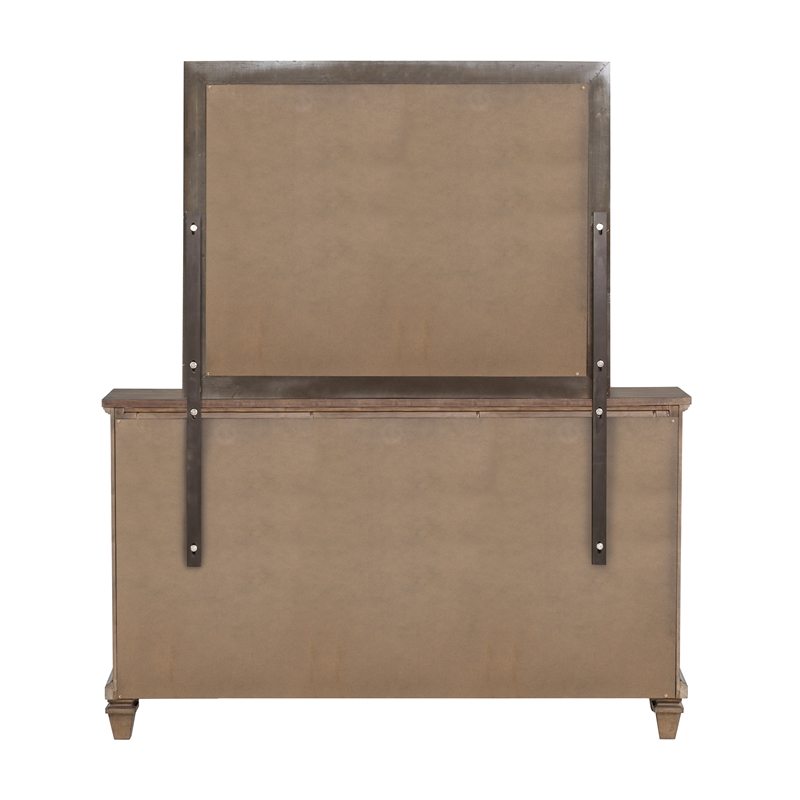 New Classic Furniture Mariana 2-Piece Wood Dresser with Mirror in Vintage Mocha