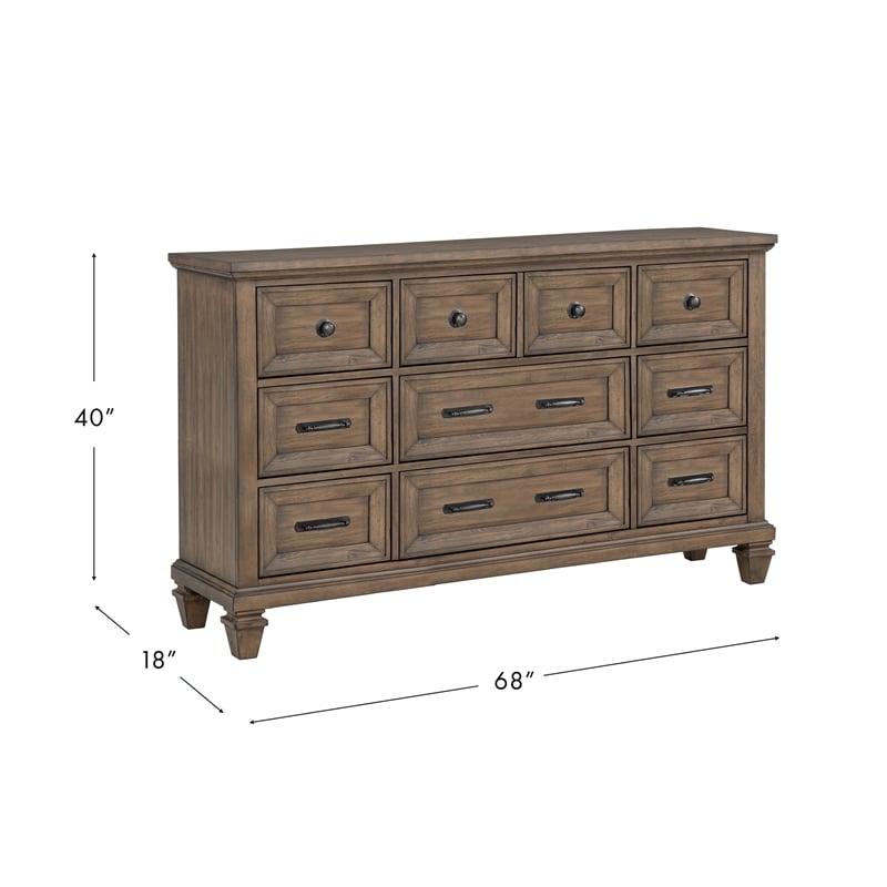 New Classic Furniture Mariana Wood 9-Drawer Dresser in Vintage Mocha