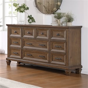 New Classic Furniture Mariana Wood 9-Drawer Dresser in Vintage Mocha