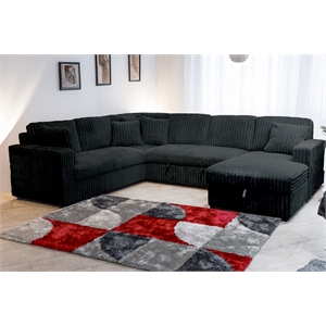 New Classic Furniture Bliss 5-Piece Fabric Upholstered Sectional in Black