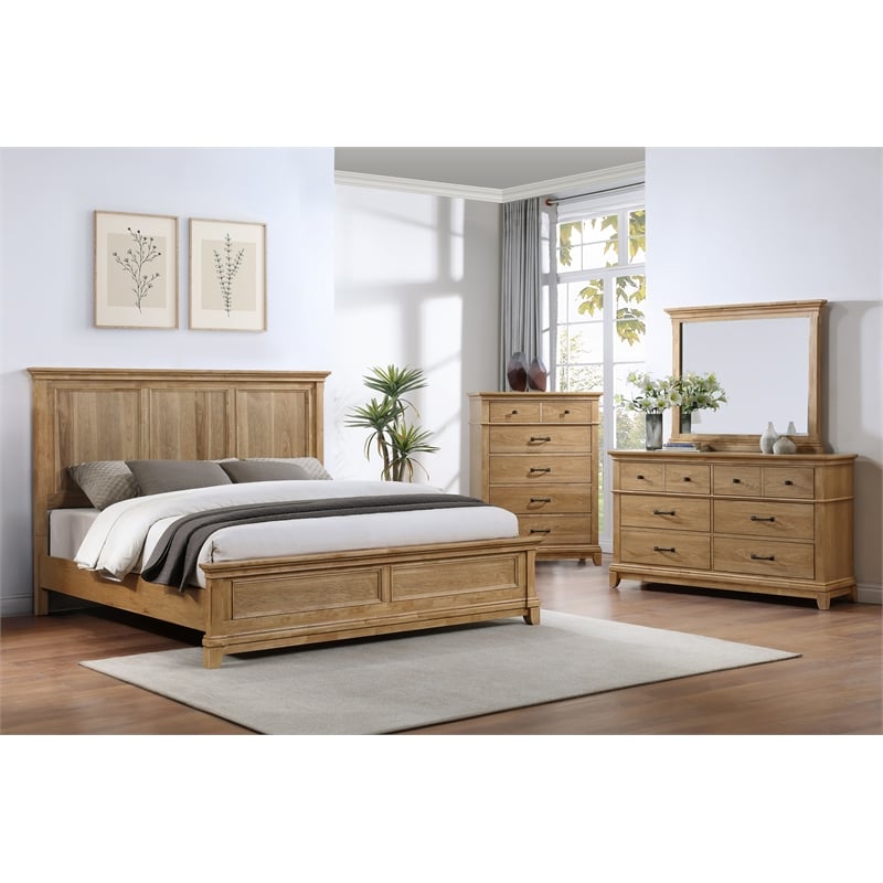New Classic Furniture Sunstone 4-Pc Wood King Bedroom Set with Chest in Honey