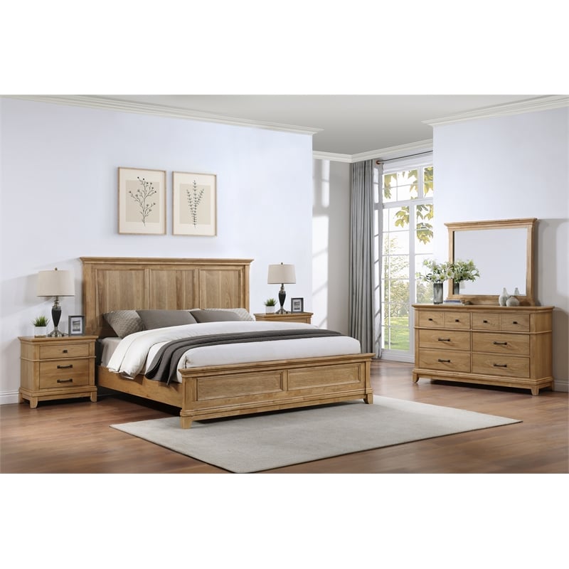New Classic Furniture Sunstone 5-Pc Wood Queen Bedroom Set in Honey