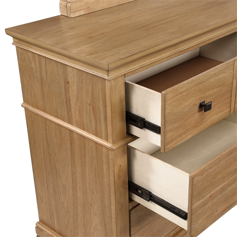 New Classic Furniture Sunstone 2-Piece Wood Dresser and Mirror Set in Honey