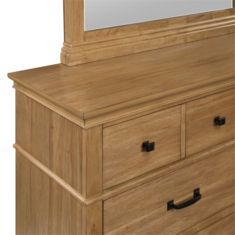 New Classic Furniture Sunstone 2-Piece Wood Dresser and Mirror Set in Honey