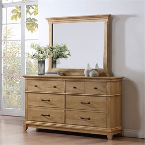 New Classic Furniture Sunstone 2-Piece Wood Dresser and Mirror Set in Honey