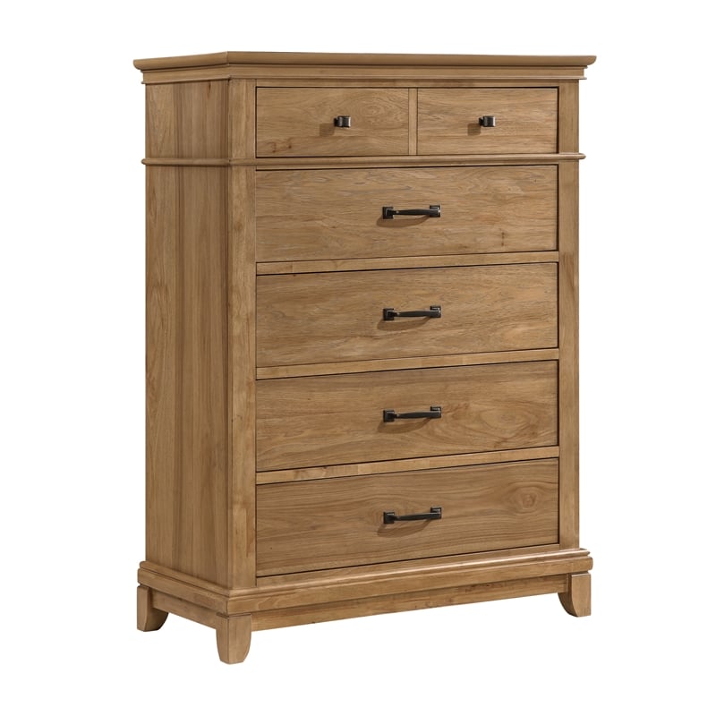 New Classic Furniture Sunstone Wood 5-Drawer Chest in Honey Brown