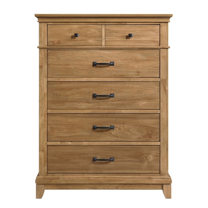 New Classic Furniture Sunstone Wood 5-Drawer Chest in Honey Brown