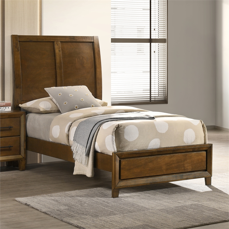 New Classic Furniture Ballard Wood Twin Panel Bed in Walnut Brown