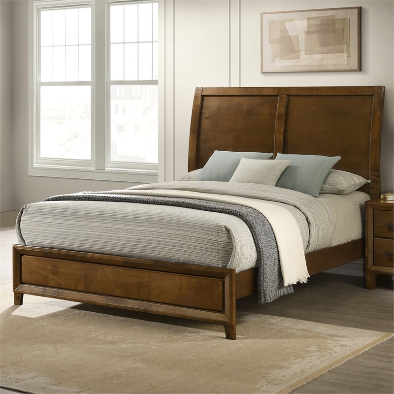 New Classic Furniture Ballard Wood Queen Panel Bed in Walnut Brown