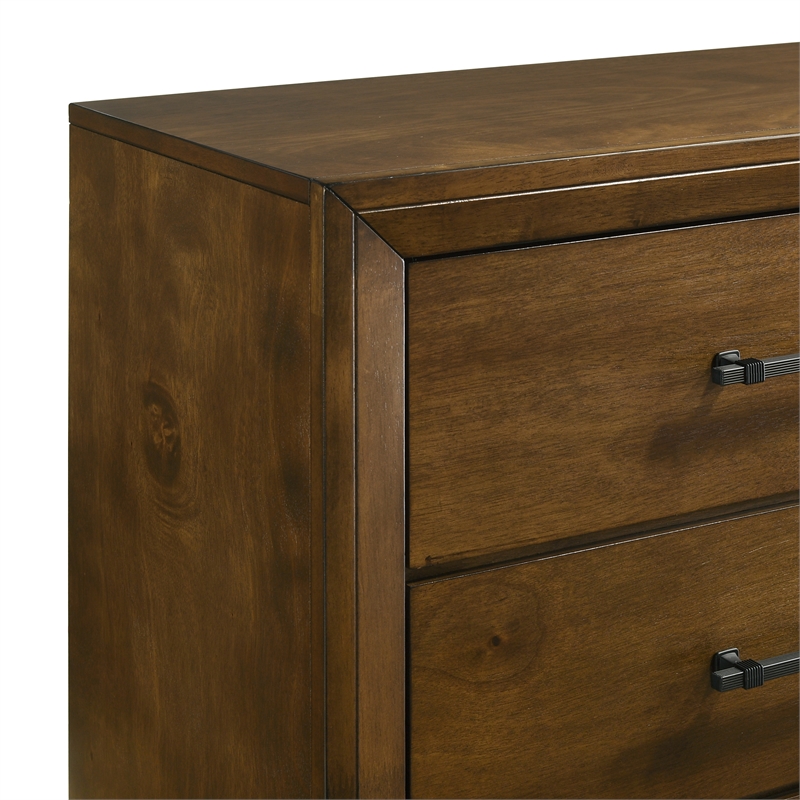 New Classic Furniture Ballard Wood 5-Drawer Chest in Walnut Brown