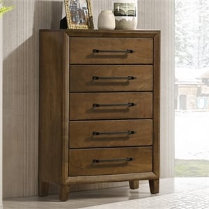 New Classic Furniture Ballard Wood 5-Drawer Chest in Walnut Brown
