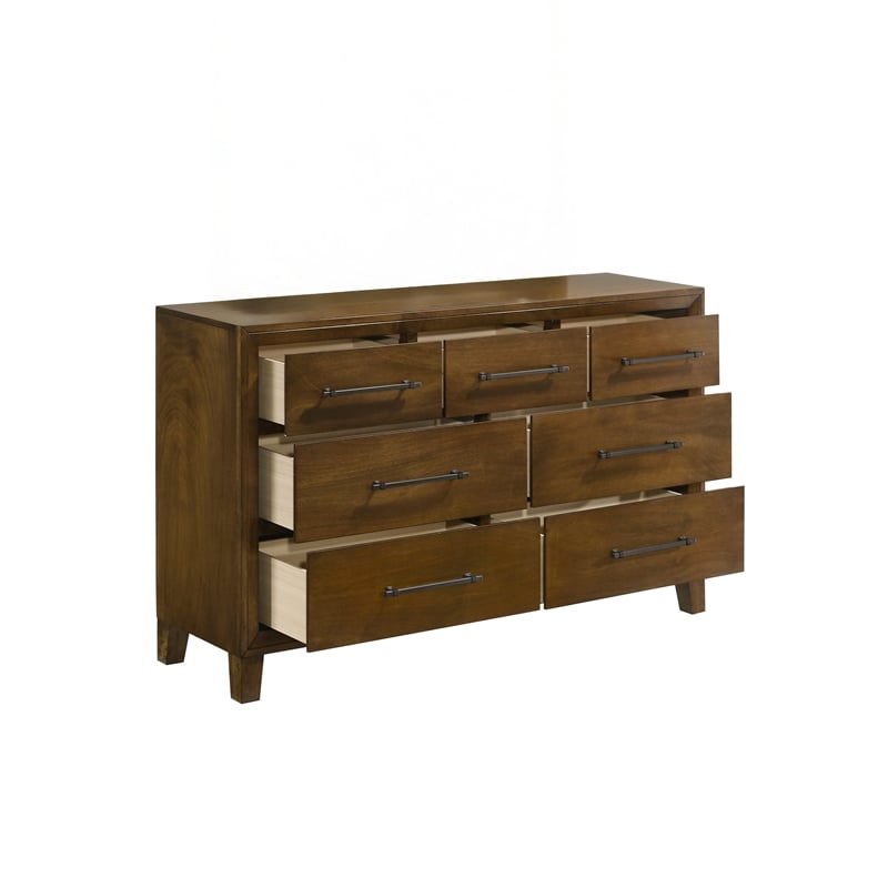New Classic Furniture Ballard Wood 7-Drawer Dresser in Walnut Brown