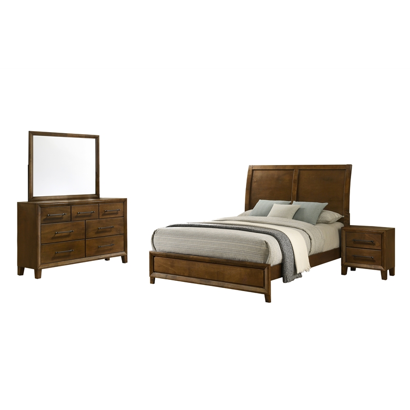 New Classic Furniture Ballard 4-Piece Wood Queen Bedroom Set in Walnut