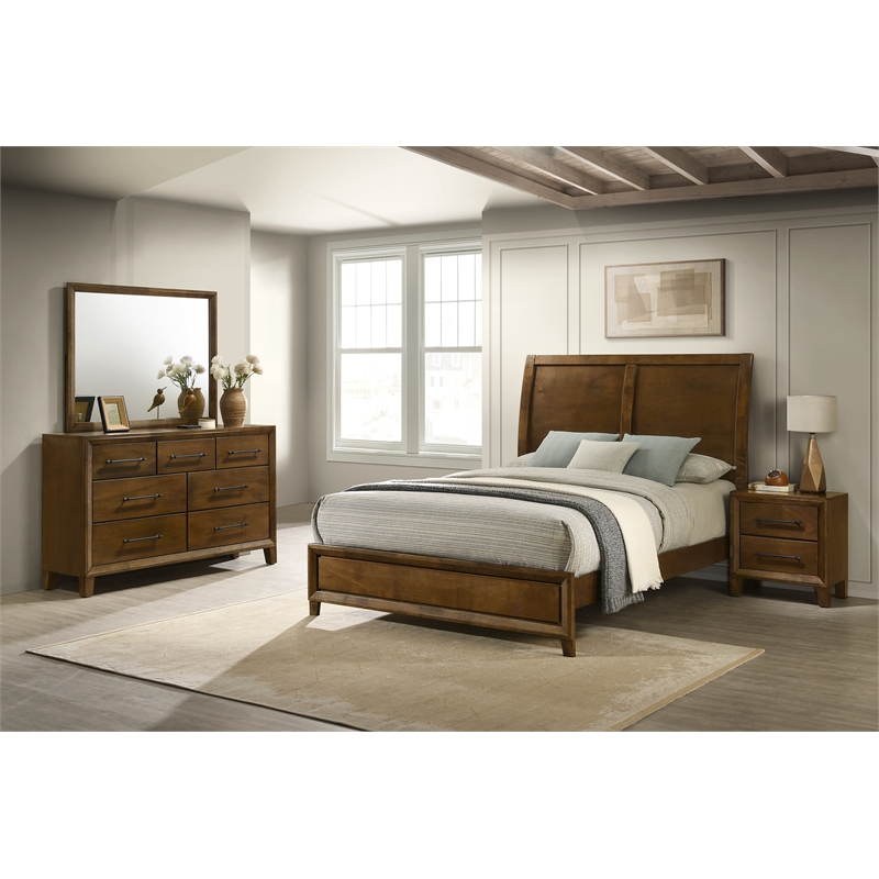 New Classic Furniture Ballard 4-Piece Wood Queen Bedroom Set in Walnut