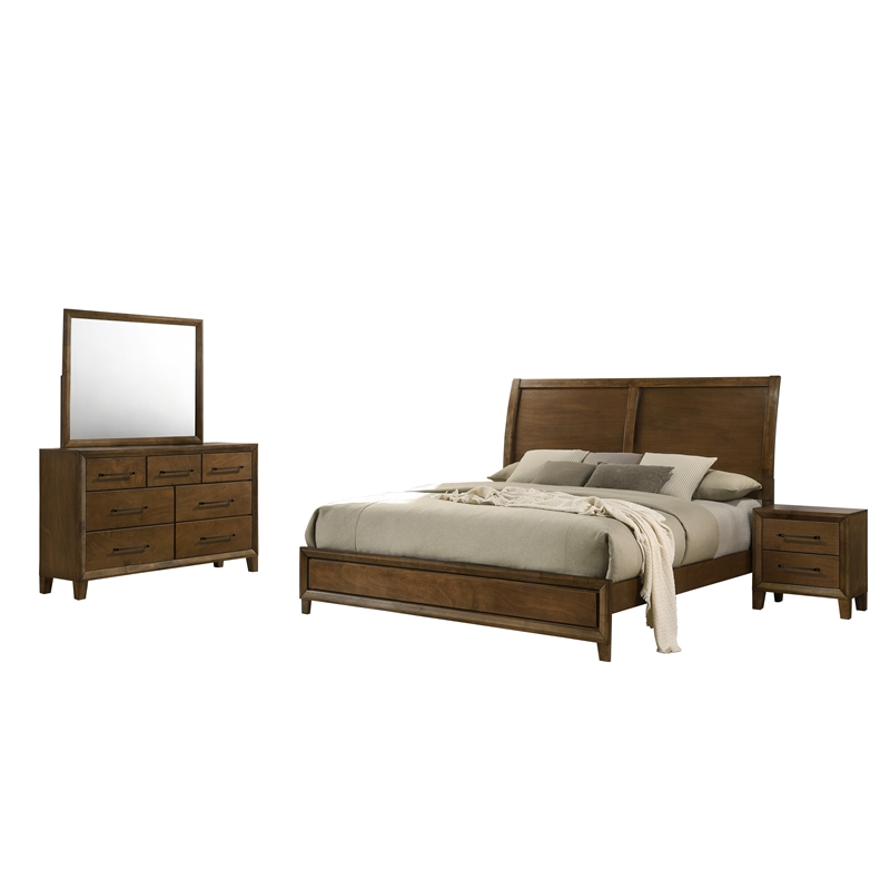 New Classic Furniture Ballard 4-Piece Wood Cal King Bedroom Set in Walnut