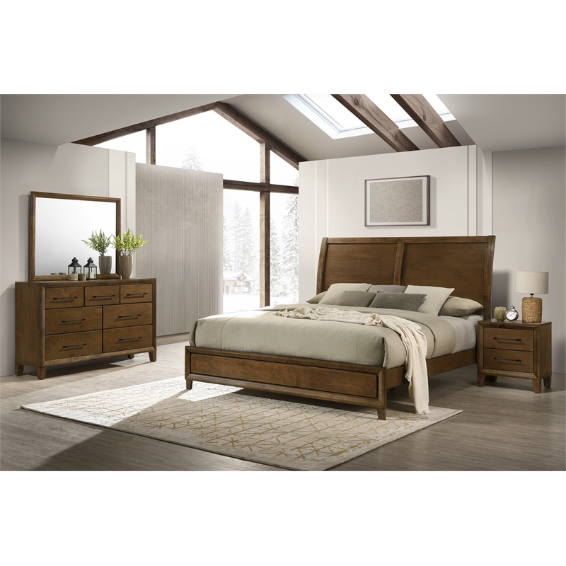 New Classic Furniture Ballard 4-Piece Wood Cal King Bedroom Set in Walnut