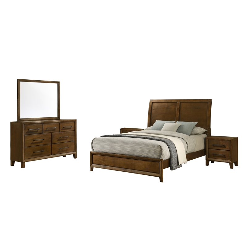 New Classic Furniture Ballard 5-Piece Wood Queen Bedroom Set in Walnut