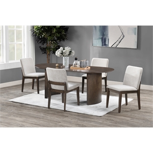 New Classic Furniture Kody 5-Piece Wood Oval Dining Table Set in Walnut/Beige