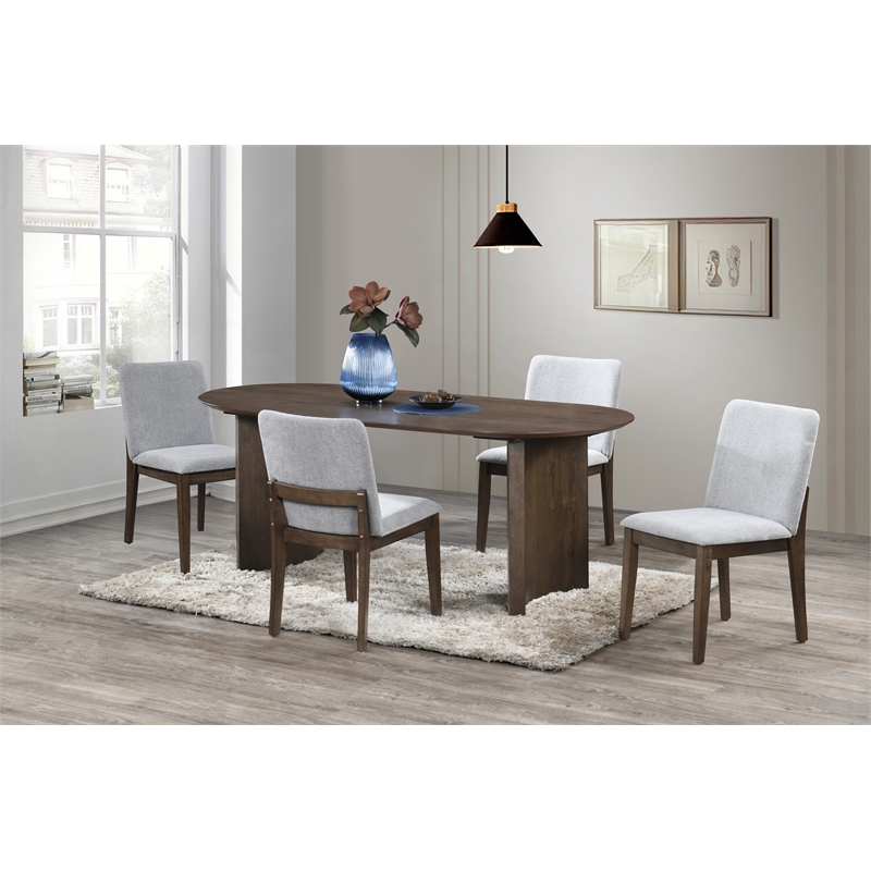 New Classic Furniture Kody 5-Piece Wood Oval Dining Table Set in Walnut/Gray