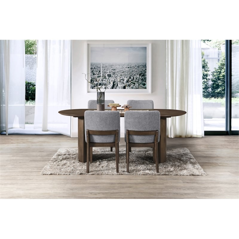 New Classic Furniture Kody 5-Piece Wood Oval Dining Table Set in Walnut/Gray
