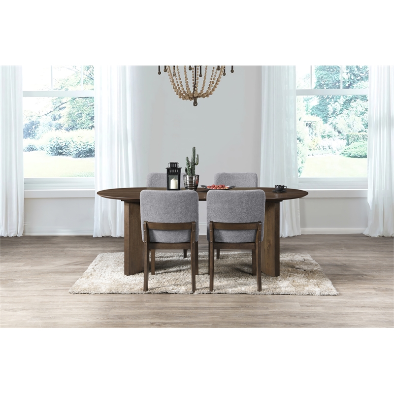 New Classic Furniture Kody 5-Piece Wood Oval Dining Table Set in Walnut/Gray