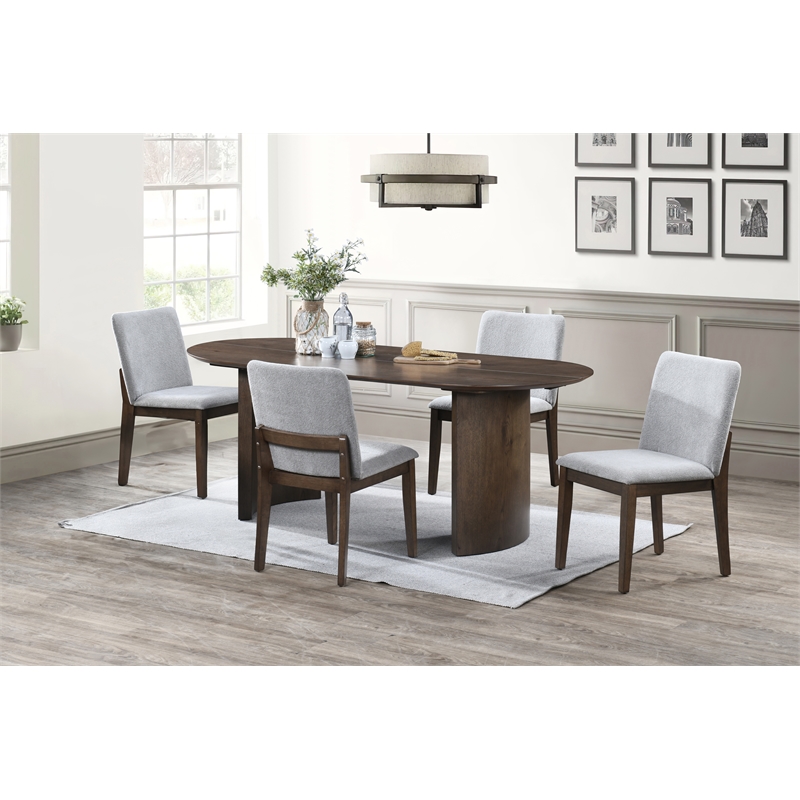 New Classic Furniture Kody 5-Piece Wood Oval Dining Table Set in Walnut/Gray