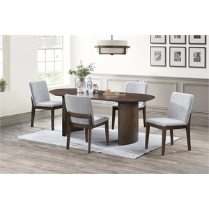 New Classic Furniture Kody 5-Piece Wood Oval Dining Table Set in Walnut/Gray
