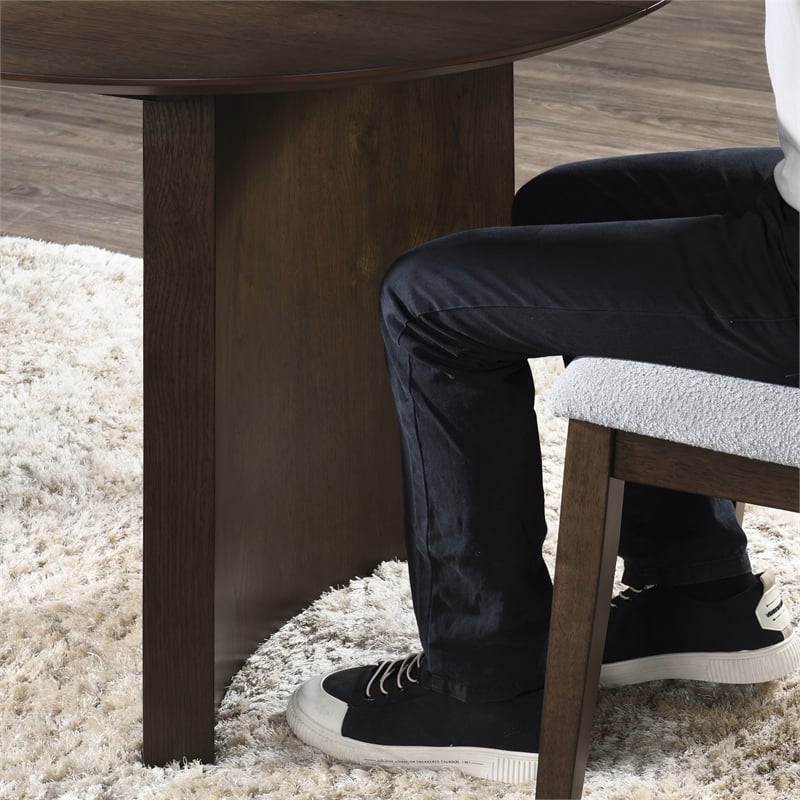 New Classic Furniture Kody 7-Piece Wood Oval Dining Table Set in Walnut/Beige