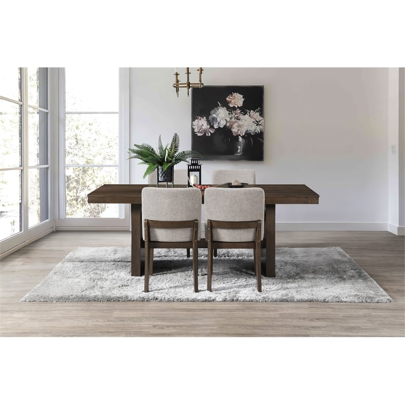New Classic Furniture Kody 5-Piece Wood Dining Table Set in Walnut/Beige