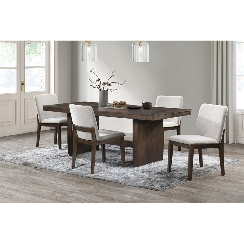 New Classic Furniture Kody 5-Piece Wood Dining Table Set in Walnut/Beige