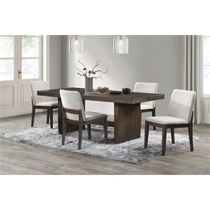 New Classic Furniture Kody 5-Piece Wood Dining Table Set in Walnut/Beige