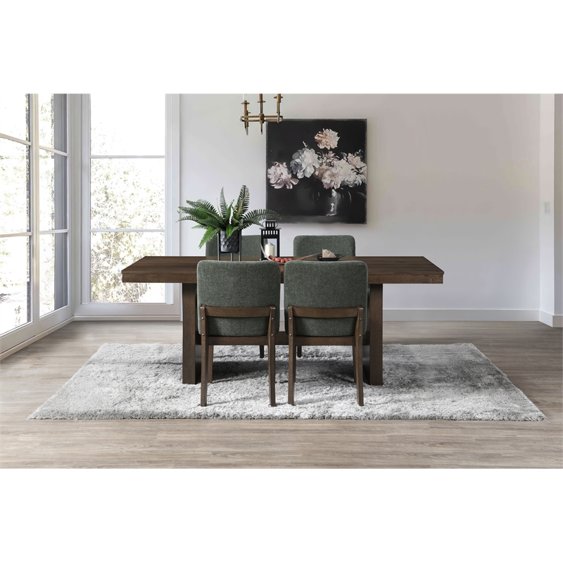 New Classic Furniture Kody 5-Piece Wood Dining Table Set in Walnut/Green
