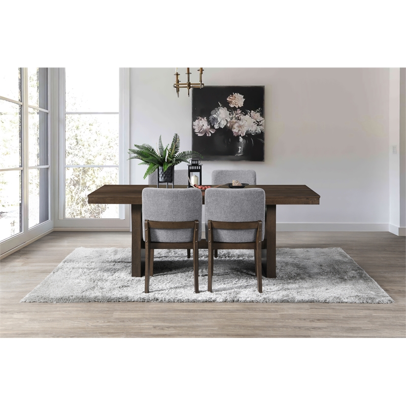 New Classic Furniture Kody 5-Piece Wood Dining Table Set in Walnut/Gray