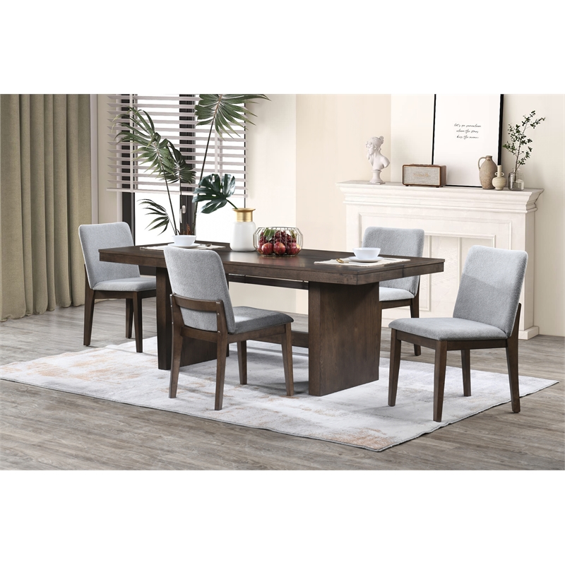 New Classic Furniture Kody 5-Piece Wood Dining Table Set in Walnut/Gray
