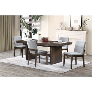 New Classic Furniture Kody 5-Piece Wood Dining Table Set in Walnut/Gray