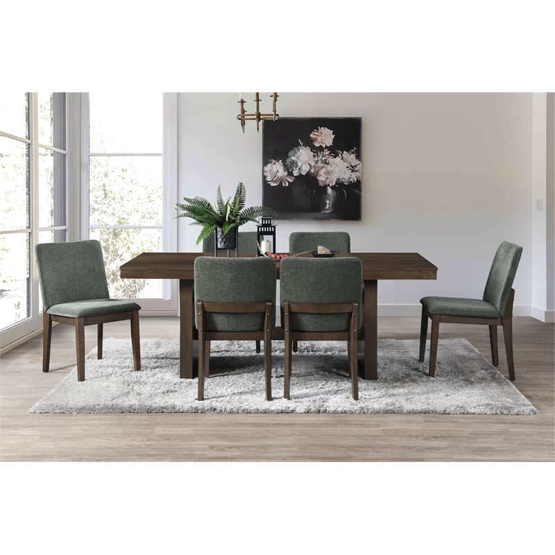 New Classic Furniture Kody 7-Piece Wood Dining Table Set in Walnut/Green