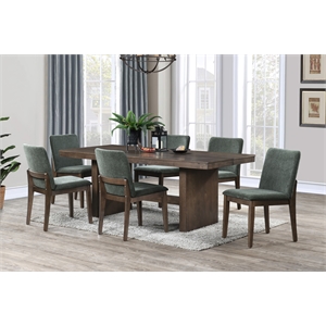 New Classic Furniture Kody 7-Piece Wood Dining Table Set in Walnut/Green