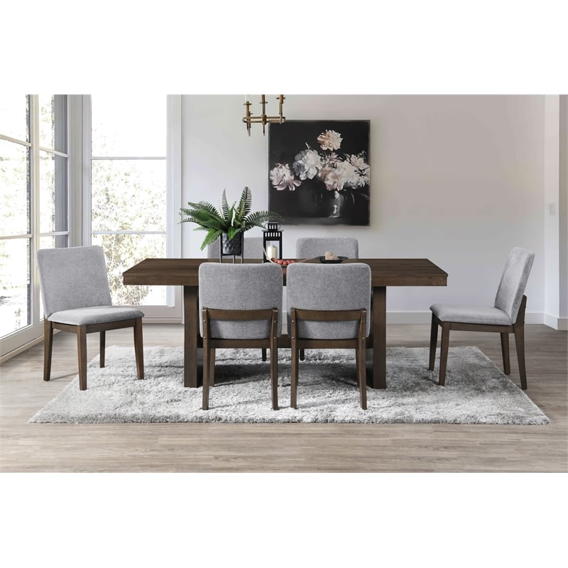 New Classic Furniture Kody 7-Piece Wood Dining Table Set in Walnut/Gray
