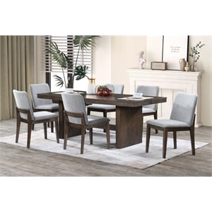 New Classic Furniture Kody 7-Piece Wood Dining Table Set in Walnut/Gray