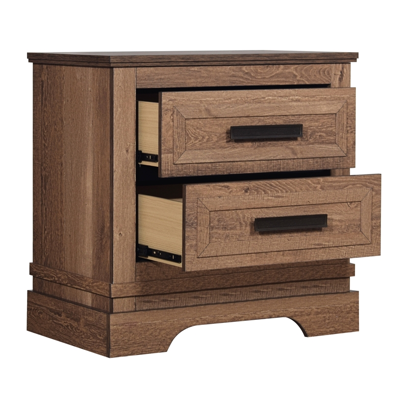 New Classic Furniture Coventry Hall Wood 2-Drawer Nightstand in Pecan