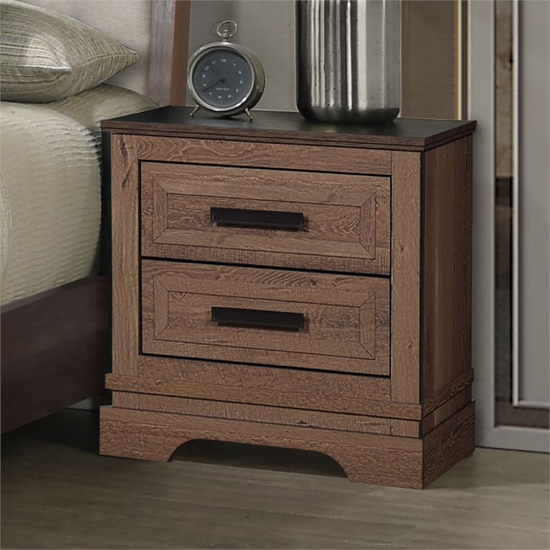 New Classic Furniture Coventry Hall Wood 2-Drawer Nightstand in Pecan