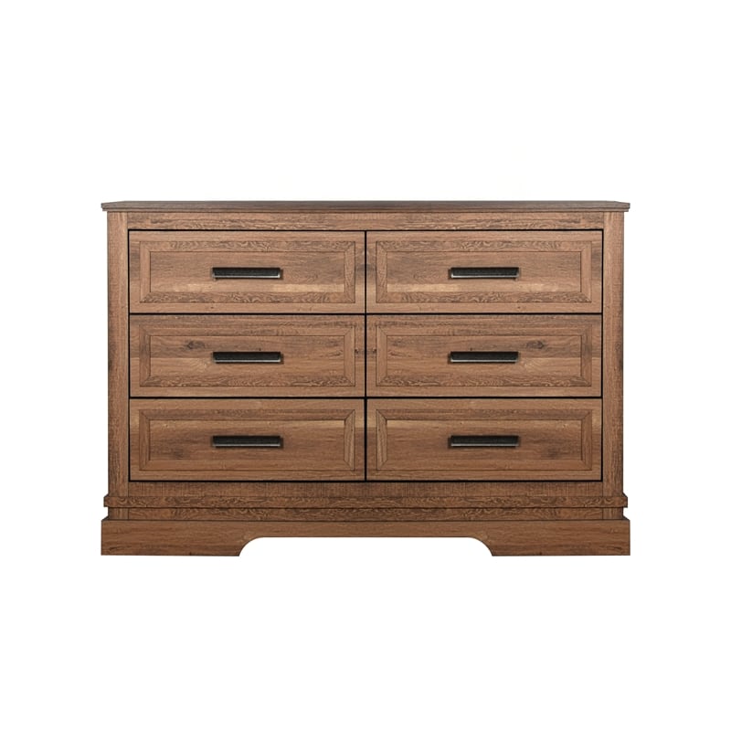 New Classic Furniture Coventry Hall Wood 6-Drawer Dresser in Pecan