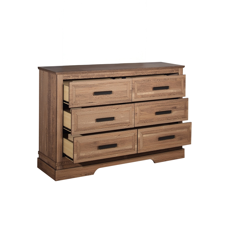 New Classic Furniture Coventry Hall Wood 6-Drawer Dresser in Pecan