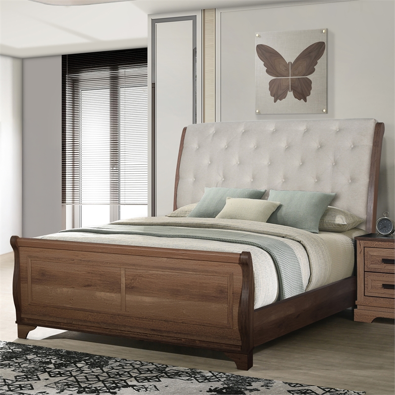 New Classic Furniture Coventry Hall Wood California King Sleigh Bed in Pecan