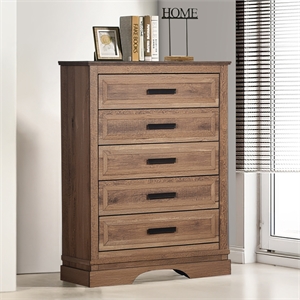 New Classic Furniture Coventry Hall Wood 5-Drawer Chest in Pecan