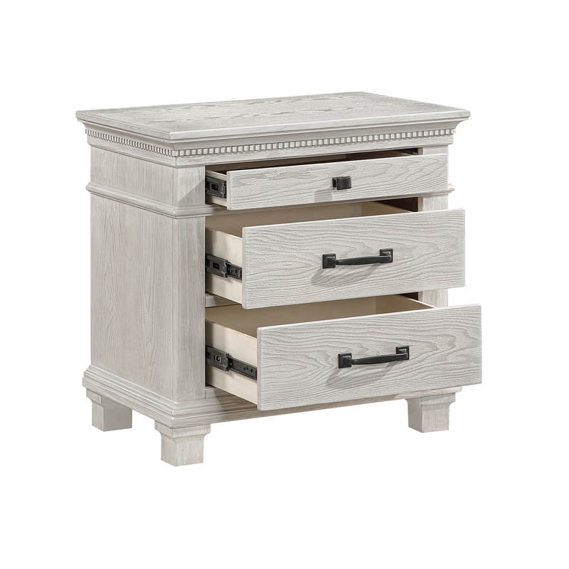 New Classic Furniture Silver Sands Wood 3-Drawer Nightstand in Gray