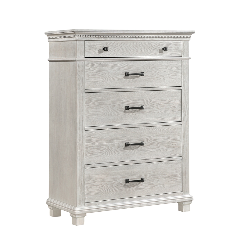 New Classic Furniture Silver Sands Wood 5-Drawer Chest in Gray