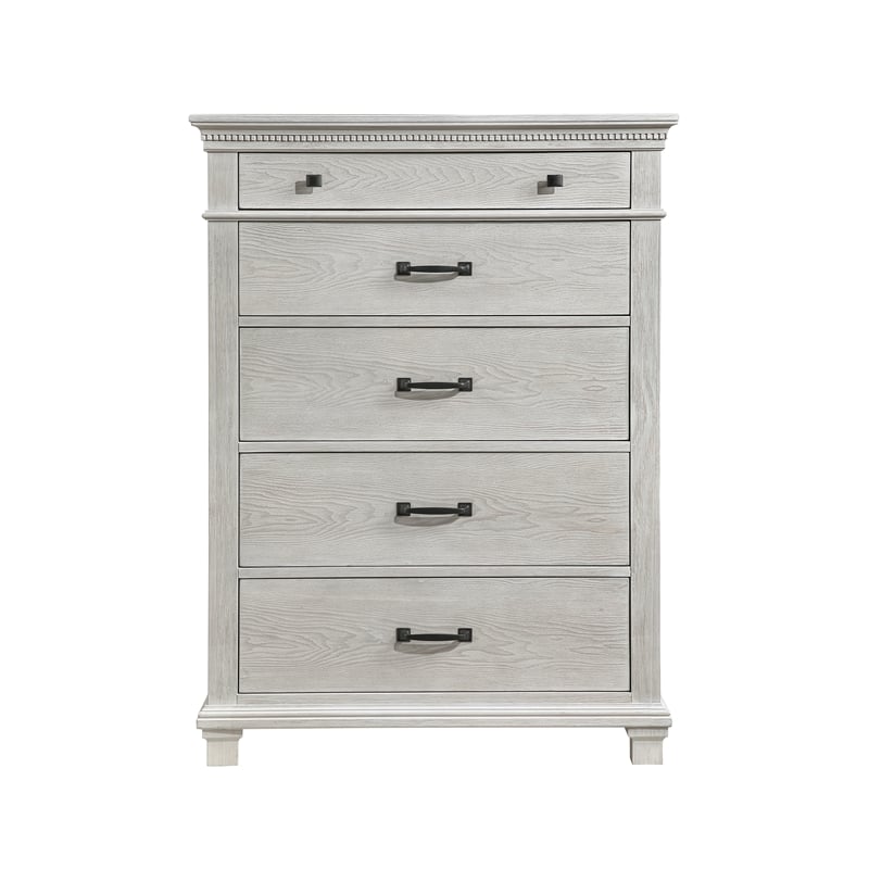 New Classic Furniture Silver Sands Wood 5-Drawer Chest in Gray
