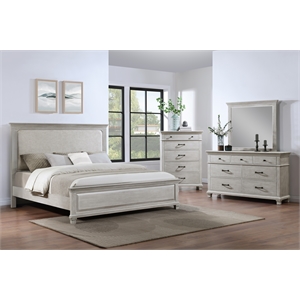 New Classic Furniture Silver Sands 4Pc Wood King Bedroom Set w Chest in Gray