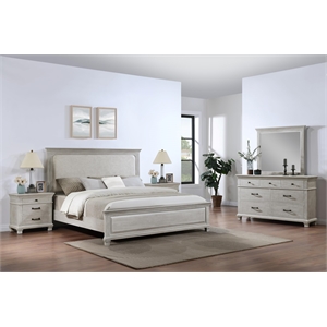 New Classic Furniture Silver Sands 5Pc Wood Queen Bedroom Set w 2 Ns in Gray
